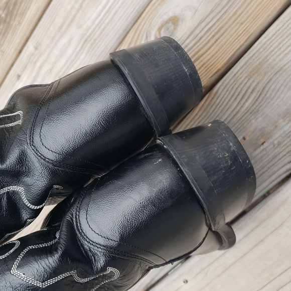 Old West Mens Trucker Leather Western Work 13" Boots Soft Toe Size 10 EE Cowboy - Picture 7 of 17